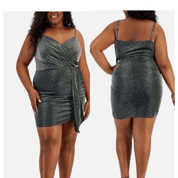 BCX Trendy Plus Size Silver Metallic-Threaded Cocktail Dress 3X - Picture 1 of 9